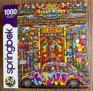 Springbok 1000 Piece " The Happy Hippy Shop "  Jigsaw Puzzle COMPLETE - Picture 1 of 3