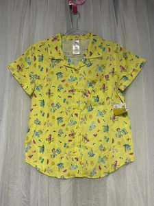 Disney Parks Summer Splash Shirt M Yellow Toy Story Woody Pixar NWT AOP Hawaiian - Picture 1 of 8