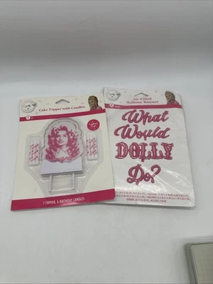 Dolly Parton Iluminar Pastel Topper con 6 Velas/Banner Globo Lleno de Aire 4 Pancartas Foto 1 de 4