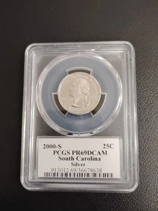 2000 S Silver Quarter South Carolina PCGS Pr69dcam #8638 - Picture 1 of 2