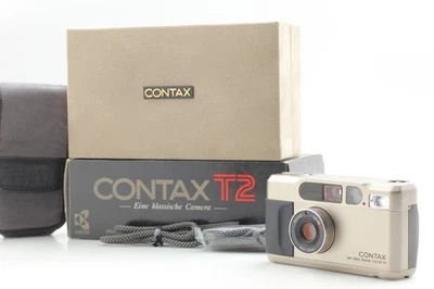 [Near MINT in Box] Contax T2 Titan Silver 35mm Film Camera w/ Strap From JAPAN - Image 1 of 4