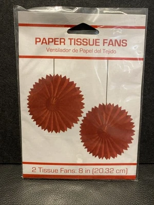 Red Paper Tissue Fans  - Image 1 of 2
