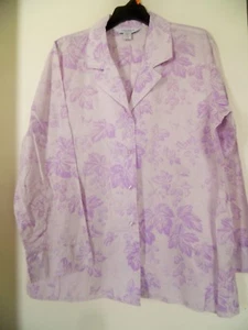 Women's Nautica Sleepwear Pajama Top Size Large Button Down Purple Floral - Picture 1 of 3