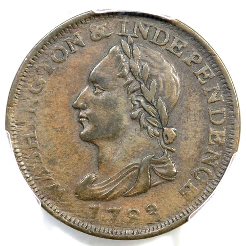 1783 PCGS AU 50 Unity States Washington & Independence Colonial Copper Coin Cover