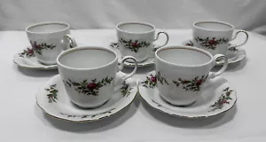 Vintage Haviland MOSS ROSE Traditions Cup Saucer Coffee Tea Party Set Of 5 - Picture 1 of 12