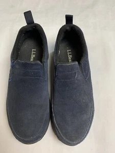 LL Bean Womens Comfort Mocs Size 6 Navy Blue Suede Slip On Water Resistant Shoe - Picture 1 of 8