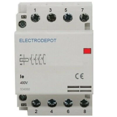 4 Pole Contactor N/O Lighting  24V AC Coil, IEC 50A 30A, 40AMP 40A 3phase DIN - Image 1 of 4