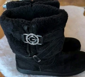 Botas Pull-On Talla 8.5 M G de Guess Imitación-Oveja Gamuza Media pantorrilla Usadas en Excelente Condición - Imagen 1 de 8