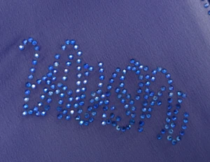 KASHKA Hijab Scarf Sheer Royal Blue White Deco Center Strip Nice - Picture 1 of 9