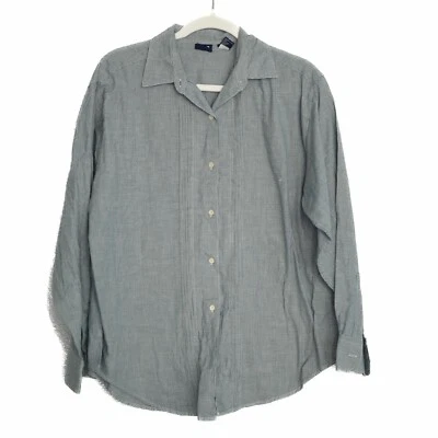 Рубашка мужская GAP серая на пуговицах пастушья клетчатая с воротником длинные рукава размер средний - Изображение 1 из 4