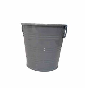 Flower Pot, Plant Pot, Home Decor Craft Storage Metal Can Small Gray 4.5”x4”