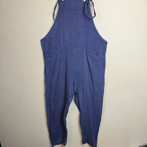 Anthropologie Colette Women's 100% Linen Sleeveless Jumpsuit Blue Made In Italy  - Picture 1 of 8