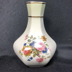 Vintage Palissy England Royal Worcester Company Floral Rose Vase Gold Trim - Picture 1 of 12