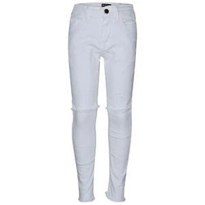 Girls Stretchy Jeans Kids White Denim Ripped Pants Frayed Trousers Age 5-13 Year - Picture 1 of 6