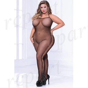 Mujeres Lencería Sexy Una Pieza Red Bodystocking Negro Talla Grande 20468X - Imagen 1 de 4