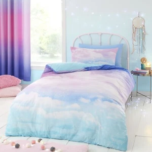 Catherine Lansfield Ombre Rainbow Clouds Children's Duvet Cover Bed Set Pastel - Picture 1 of 35