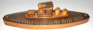 Gioco presepe in legno vintage 12" da tavolo corazzata nave militare con mazzo lucite - Foto 1 di 20
