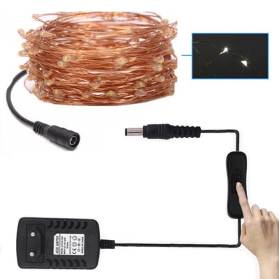 12V LED Kupferdraht Lichterkette Hochzeit Party Dekor Innen Außen mit EU-Stecker - Bild 1 von 4