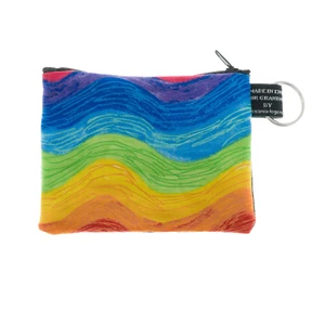 Porte-Monnaie Arc-En-Ciel En Vague En Tissu 100% Coton Hippie Rétro Ondulé - Picture 1 of 1