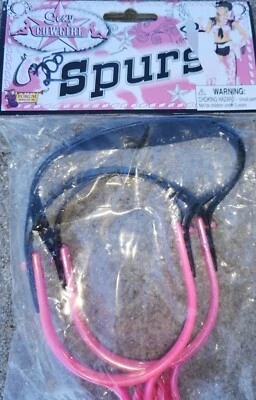 Cowgirl Pink Spurs Western Halloween Costume 1 Pair Plastic Dress Up Accessory - Image 1 of 2
