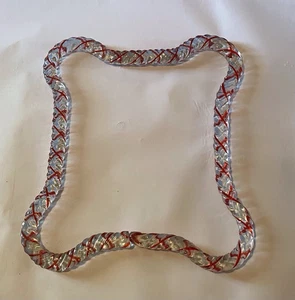 Venini Murano Rectangular Art Glass Clear Red Twisted Rope Frame - Picture 1 of 4