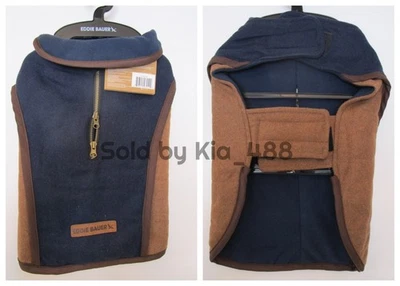Eddie Bauer Navy & Tan dog pet sweater coat jacket- MEDIUM -NEW -unused - Image 1 of 4