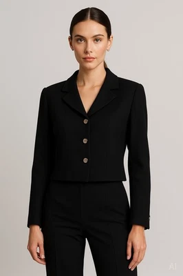 Chaqueta de Lana Recortada Negra Chanel Paris De Colección Original Colección Crucero EE. UU. 14-16 Foto 1 de 4