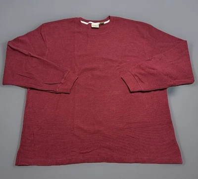 L.L. Bean Red Waffle Knit Shirt Mens XXL Workwear Thermal Long Sleeve Crewneck - Image 1 of 4