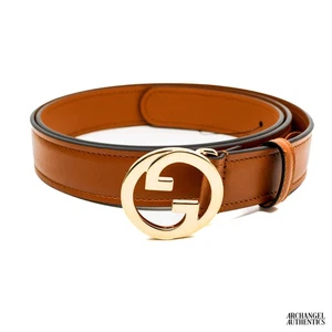 Cinturón Gucci Blondie Entrelazado G Cuero Coñac/Tostado|690557 US10G 8351|Talla 110 - Imagen 1 de 4
