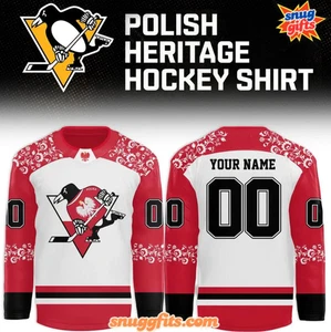 Custom Pittsburgh Penguin Polish Heritage Night Hockey Shirt - Picture 1 of 2