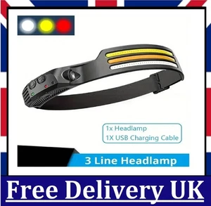 Multi-functional COB Headlamp Induction 6000K LED Bar Head Torch Work Light 5 UK - Picture 1 of 7