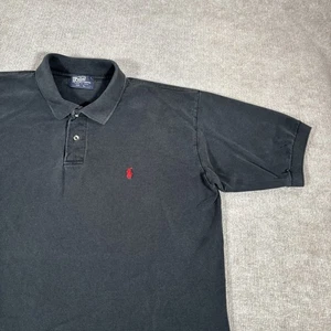 Vintage 90s Polo Ralph Lauren Polo Shirt Mens L Black Pony Logo Made In USA - Picture 1 of 7