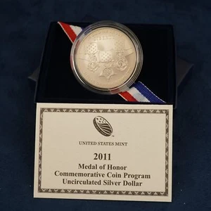 2011 US Mint Medal of Honor Commem. UNC Silver Dollar w/ COA - Free Shipping USA - Picture 1 of 7