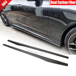 Real Carbon Side Skirts Lip Extension For Benz C257 CLS400 CLS550 CLS53 2018UP - Picture 1 of 13