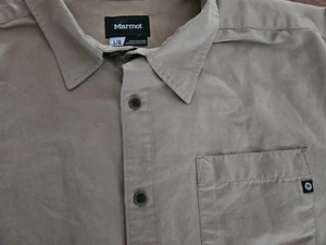 Marmot Button Up Short Sleeve Shirt Carhart Brown Chest Pocket Logo XL - Picture 1 of 10