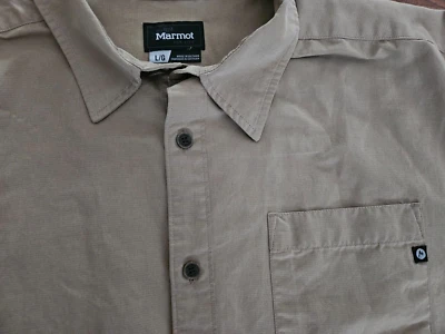 Marmot Button Up Short Sleeve Shirt Carhart Brown Chest Pocket Logo XL - Image 1 of 4