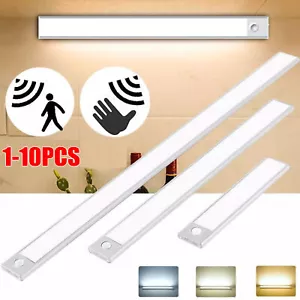 10pcs Strip Light LED PIR Motion Sensor Wireless USB Rechargeable Cabinet Closet - Picture 1 of 16
