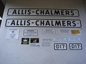 ALLIS CHALMERS D17 DECAL SET DIESEL 1957-1960 w/BLACK BAR GRILL (MYLAR) / #5232 - Picture 1 of 3