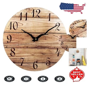 16-inch Rustic Walnut Wall Clock with Silent Quartz Movement - Perfect Decor - Picture 1 of 11