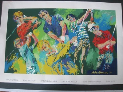 Serigrafía vintage de los ganadores del golf LeRoy Neiman 1984 38 x25 Nicklaus Palmer Watson Foto 1 de 4