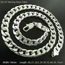 Necklace Bracelets Real 925 Solid Sterling Silver Filled Curb Cuban Link Chain