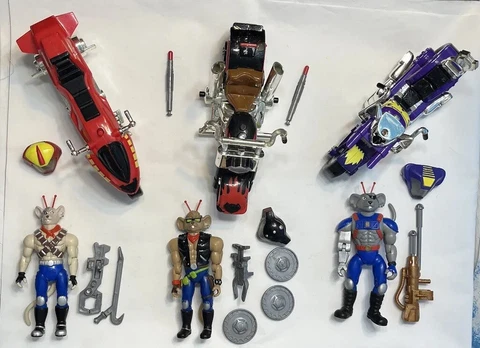 1993 Biker Mice Mars galoob MODO THROTTLE VINNIE Complete Action Figure Lot Set Cover