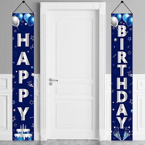 Blue Silver Happy Birthday Door Banner Decorations for Men Boys,Happy Birthday - Picture 1 of 12
