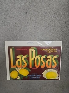 Las Posas Oxnard CA 1940's VTG Lemon Crate Label Original - Picture 1 of 5