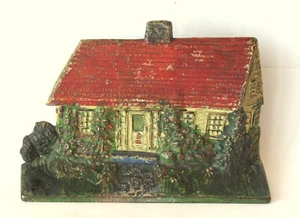 Antique Cast Iron Country Cottage Door Stop Americana Figural Folk Art - Picture 1 of 8