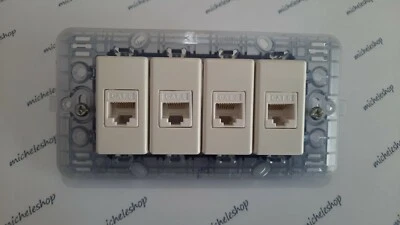 4 presa di rete dati rj45 cat6 bticino matix bianco con supporto e viti - Immagine 1 di 4