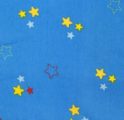 Bright Blue Stars Red Yellow Green Cotton Twill Fabric 1 3/4 yard Boys Kids Baby - Image 1 of 4