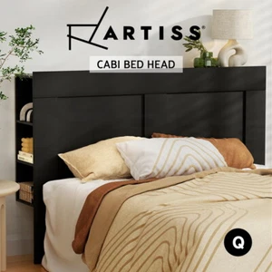 Artiss Headboard Bed Head with Shelves Queen Size Bedhead Bedroom Base Black - Picture 1 of 8