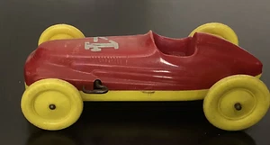 Vintage 1950s RELIABLE Canada Hard Plastic Wind-Up Racing Car #4 Missing Steeri - Picture 1 of 6