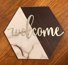 Octagon "Welcome" Wood Wall Plaque Sign Decor 8in AAC38